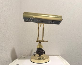 Vintage Neck Brass Piano Desk Lamp, Gold Metal Desk Lamp, Brass Table Lamp Office Light Decor, Retro Office Electric Light Adjustable Lamp