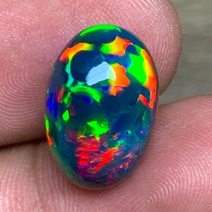 6.2ct Rare Dragon-Egg Pattern Ethiopian Black Opal, Leopard-Skin Black Opal, Black Welo Opal, Black Opal Jewelry 15.9*10.7*7.1mm  EO-P-0641