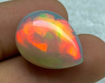 17.7ct Dark Base Opal, Dark Ethiopian Opal, Welo Opal Pear Cab, Fire Opal 5/5, Loose Gemstone Jewelry Making 21*16.3*11.7mm  EO-P-0807