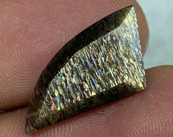 5,4 ct Meteor Shower Lattice Sunstone, Multi-Fires Black Sunstone, Rainbow Lattice Sunstone, Criss-Cross Sunstone 21,1*10,5*5 mm LS-0025
