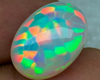 15 x 20 mm lebendige 3-D-Honigwaben-Äthiopischer Opal, Snakeskin Welo Opal, Multi-Fires Wabenopal, Wabenopalschmuck 12.55ct EO-P-1625