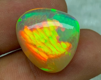 16.3ct lebendige Honigwaben-Äthiopischer Opal, Schlangenhaut-Welo-Opal, Bienenwabenopal Dunkle Basis, Multi-Feueropalschmuck 19.7 * 17.7 * 10.8mm EO-P-1022
