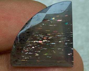 21,65 ct Meteor Shower Lattice Sunstone, Multi-Fires Black Sunstone, Rainbow Lattice Sunstone, Criss-Cross Sunstone 27,2*21*9,1 mm LS-0044