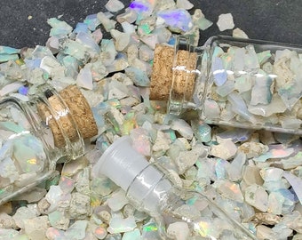 Sparkling Natural Ethiopian Opal Rough in Jar | Dazzling Welo Opal in Bottle | Opal Rough for Gift | 5A Quality Opal Chips Gift Bottle