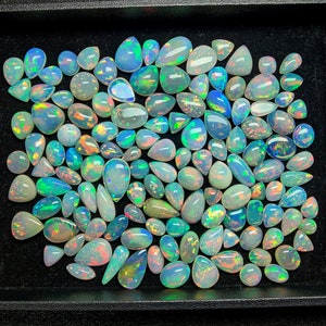 AAA+ Top Quality Natural Ethiopian Welo Opal Mix Shape Multi Fires Loose Cabochons Lot for Jewelry Making | Mystery Opal Cabs for Jewelry