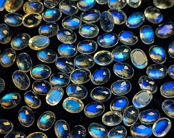 7x5mm Calibrated AAA+ Natural Rainbow Moonstones Oval Faceted Cut Loose Stones Multi-Fires & Bright Flashes for Jewelry Making | RM-F-L1