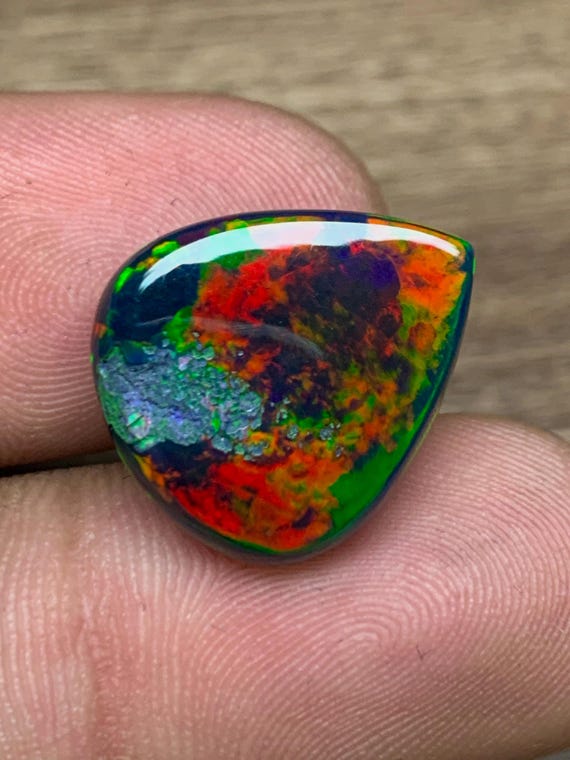 ハニカム ブラックオパール　エチオピア産 ハニカム模様のエチオピア産ブラックオパール 8.85ct ペアシェイプ