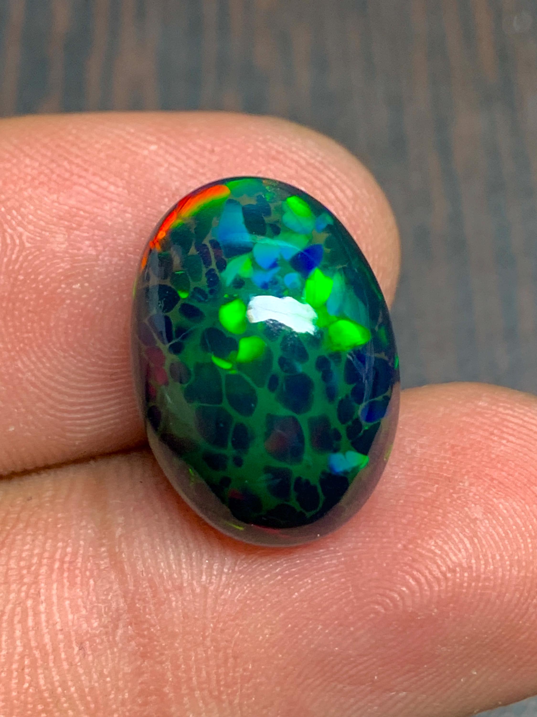 13 x 18 mm パーフェクト ハニカム ブラック オパール、スネークスキン