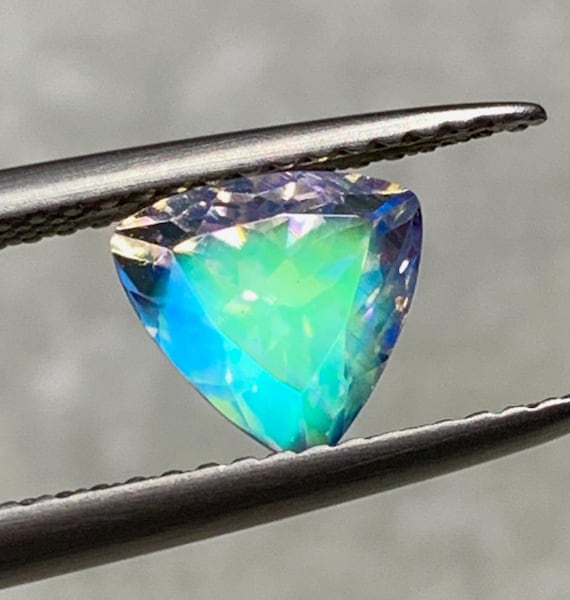 1.5ct Faceted Madagascar Rainbow Moonstone, Clean & Lustrous Multi
