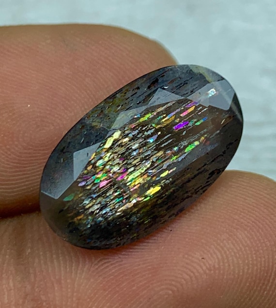 9.35ct レインボー ラティス サンストーン、流星雨レインボー サン