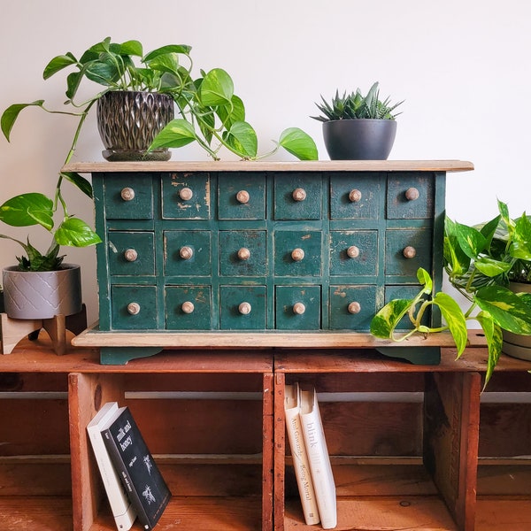 Green Tabletop Apothecary Cabinet