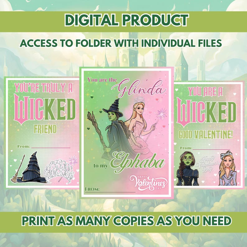 Wicked Themed Printable Valentine Cards - Etsy
