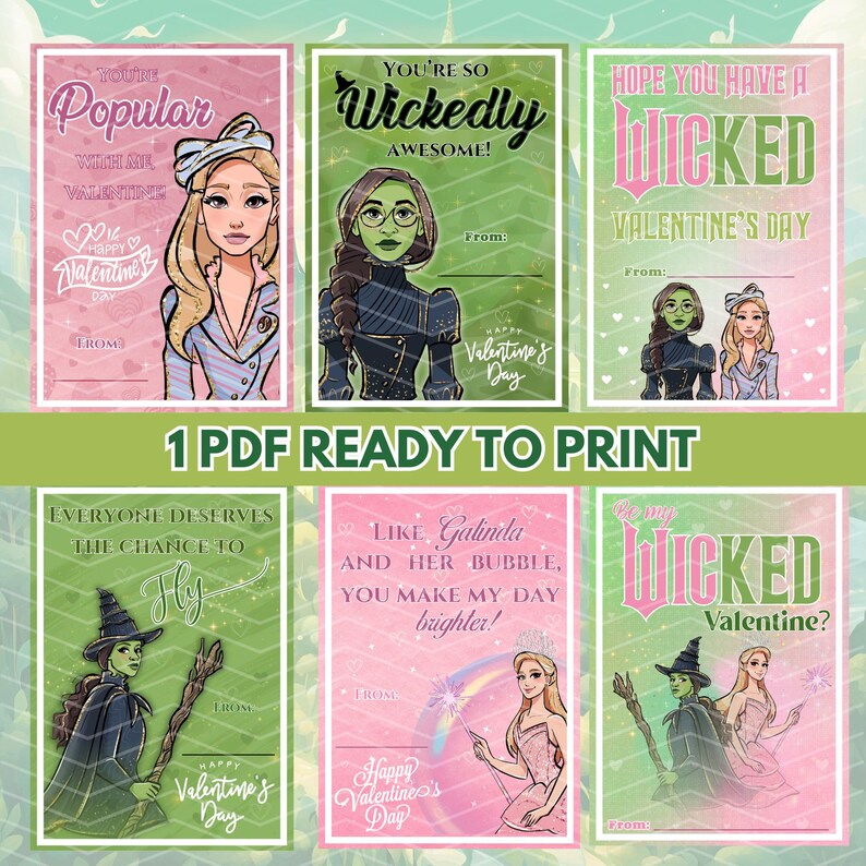Wicked Themed Printable Valentine Cards - Etsy