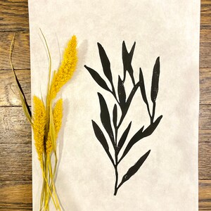 LEAVES Original block print, Linocut, Nature, Olive, Home Decor, Plants Print, Wall Decor, wall art, gift, present, weeping willow,