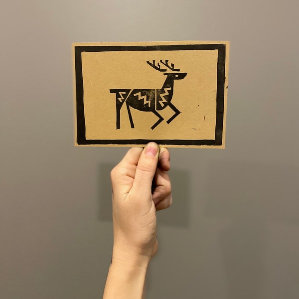 Gentleness, Deer, Wall Art, Block Print, Native American Symbol
