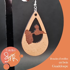 Guadeloupe wooden earring (water drops)