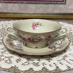 Vintage Schlaggenwald Bouillon/Soup Cup and Saucer Set