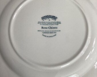 Vintage Johnson Brothers Blue Rose Chintz China Place Setting