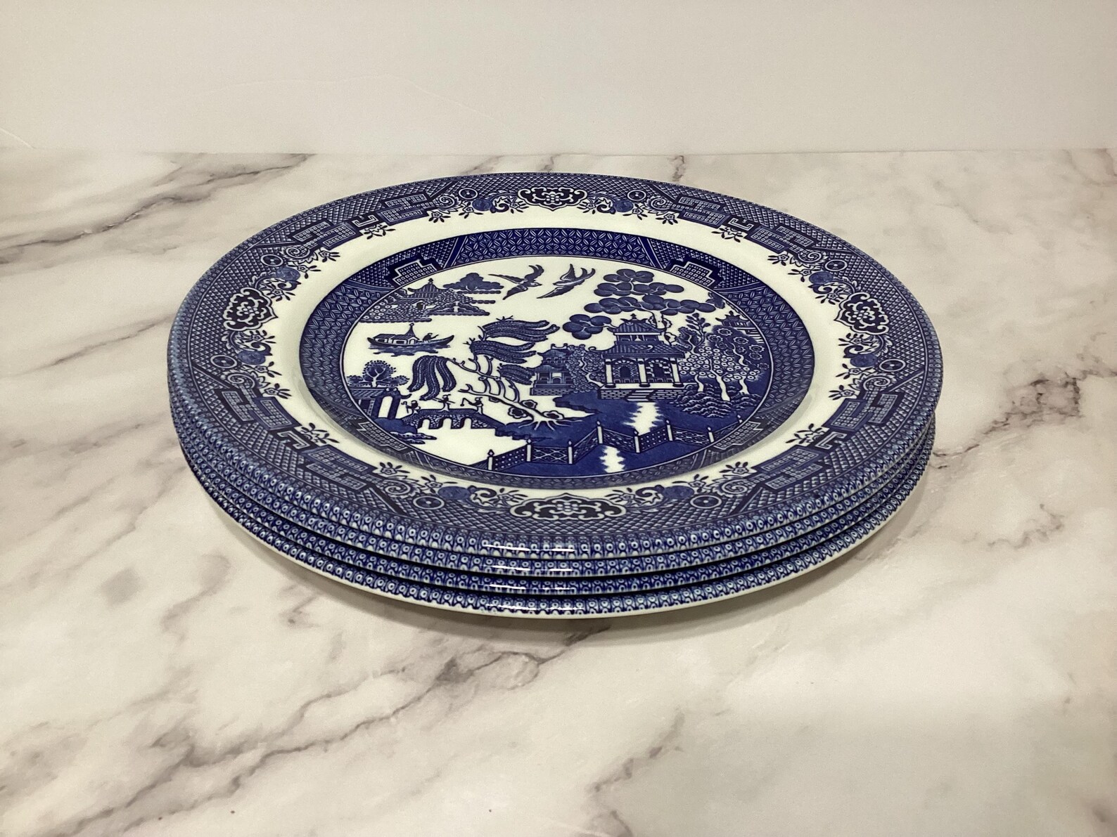 Vintage Churchill Blue Willow Dinner Plates, Set of Four, Made in ...