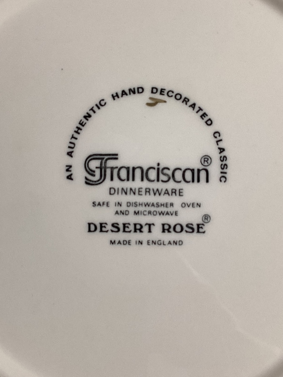   Rose China プレート 花柄 陶器製4枚 Vintage Franciscan Desert Rose China, Made in England, Choice of