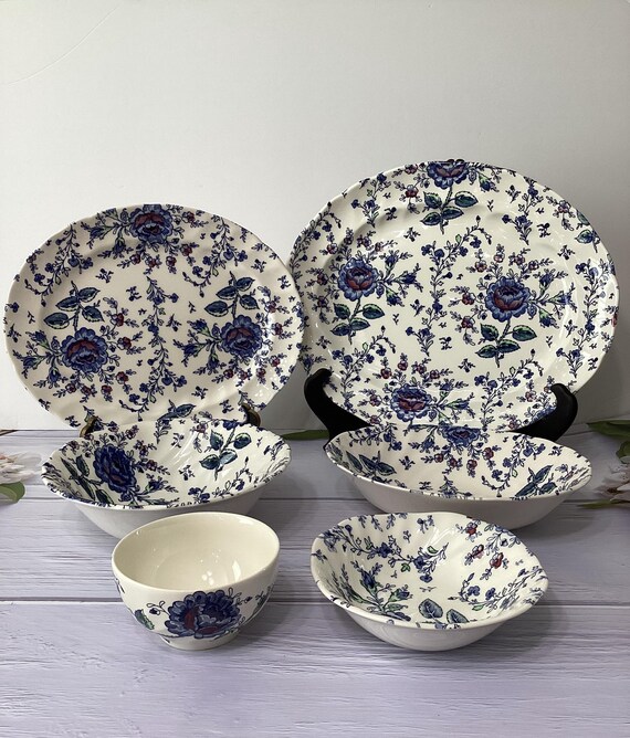 Vintage Johnson Brothers Blue Rose Chintz China - Serving Pieces