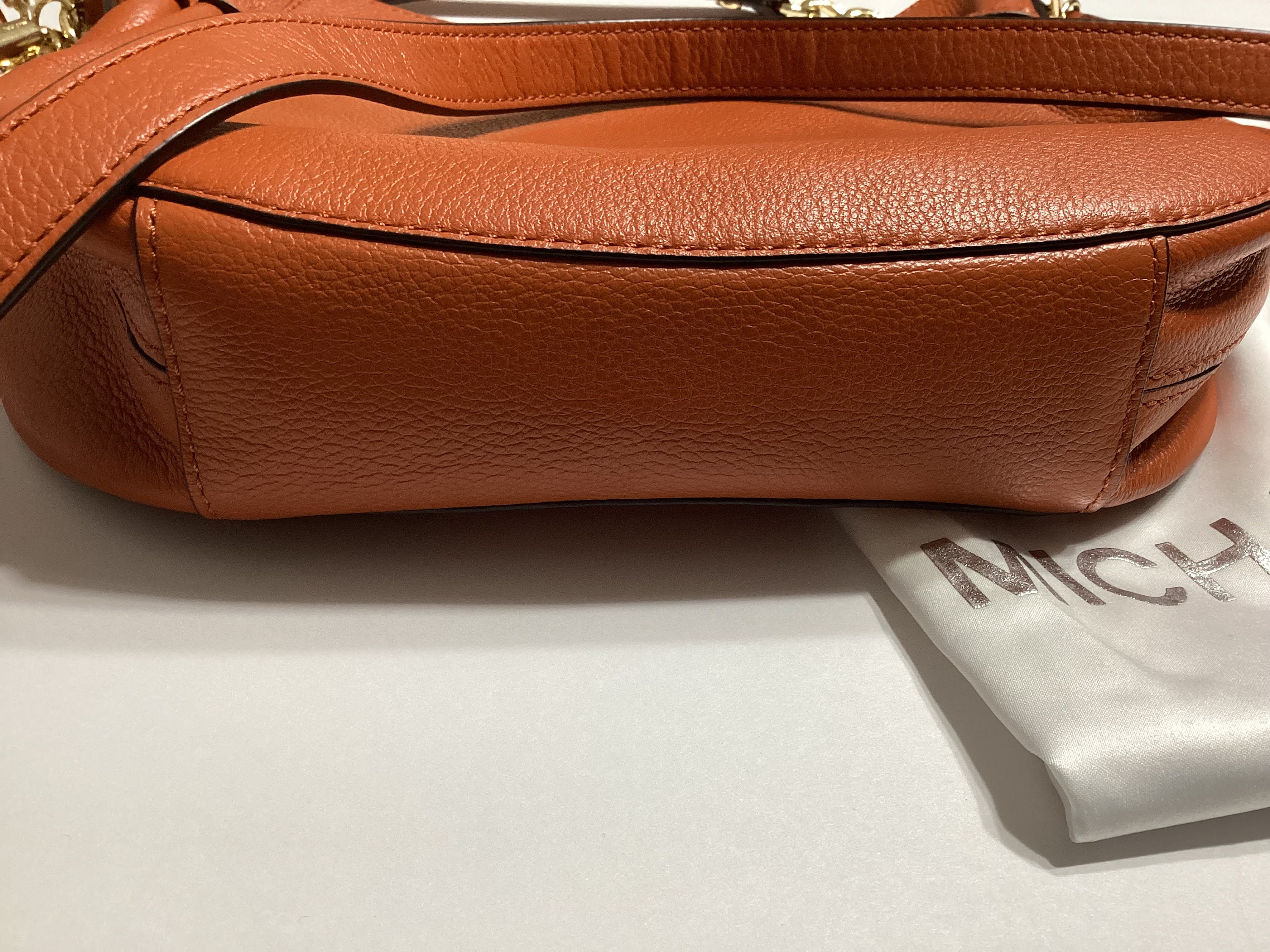 Michael Kors Megan Burnt Orange Medium Leather Messenger 