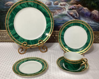 Vintage Christian Dior Gaudron Malachite Place Setting Pieces