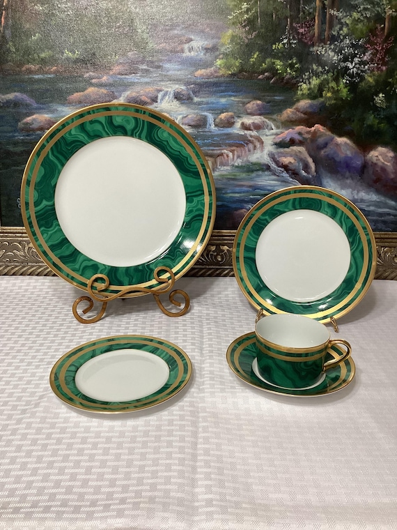 Vintage Christian Dior Gaudron Malachite Place Setting Pieces