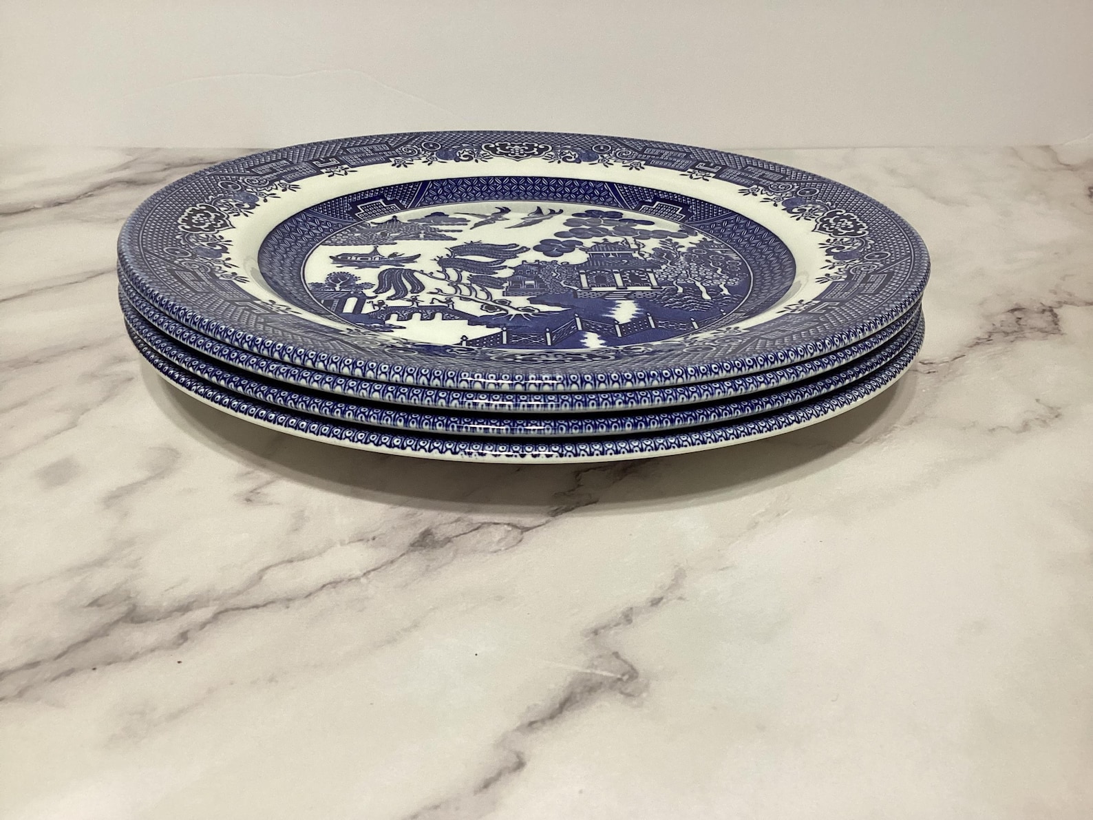 Vintage Churchill Blue Willow Dinner Plates, Set of Four, Made in ...