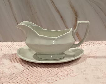Vintage Royal Staffordshire Heirloom Ironstone by J&G Meakin Gravy Boat and Underplate