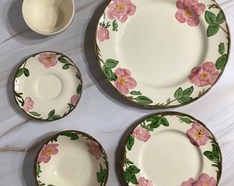   Rose China プレート 花柄 陶器製4枚 Vintage Franciscan Desert Rose China, Made in England, Choice of