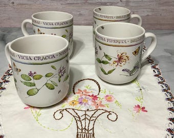 Wildflower Meadow Pattern Coffee Mugs by Marjolein Bastin, Set of Four