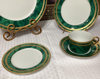 Vintage Christian Dior Gaudron Malachite Place Setting Pieces