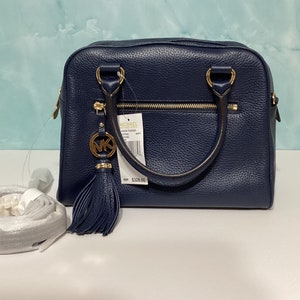 Bolso de mano mediano de piel con borlas Knox de Michael Kors en color azul marino