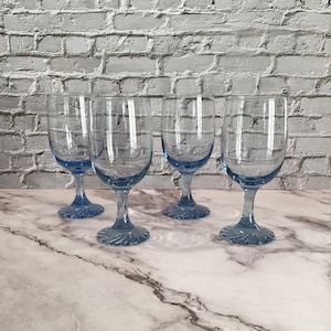 Libbey Blue Swirl Wine Glasses - Set of Four
