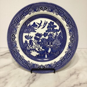 Vintage Churchill Blue Willow Dinner Plates, Set of Four, Made in England