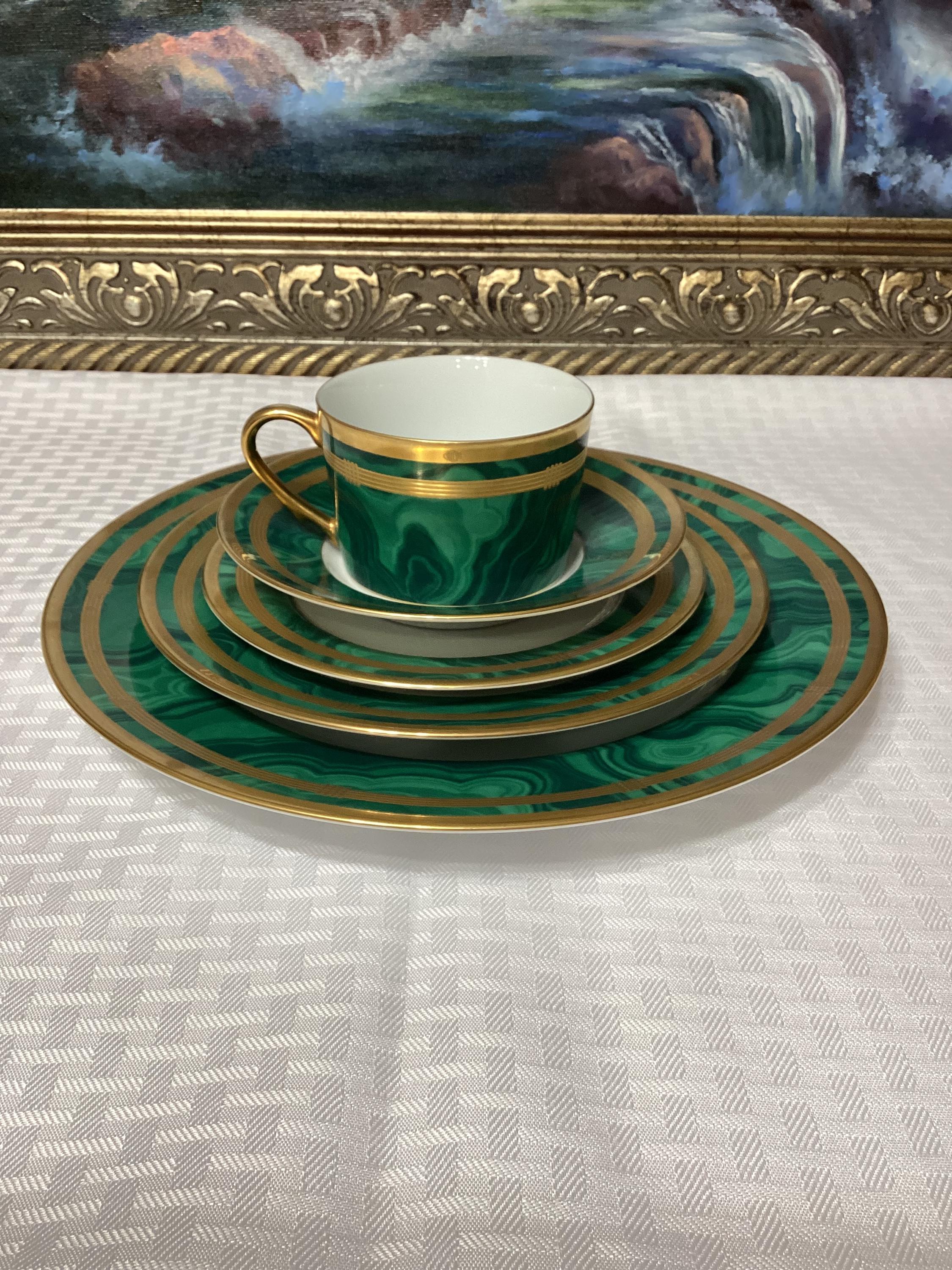 Vintage Christian Dior Gaudron Malachite Place Setting Pieces