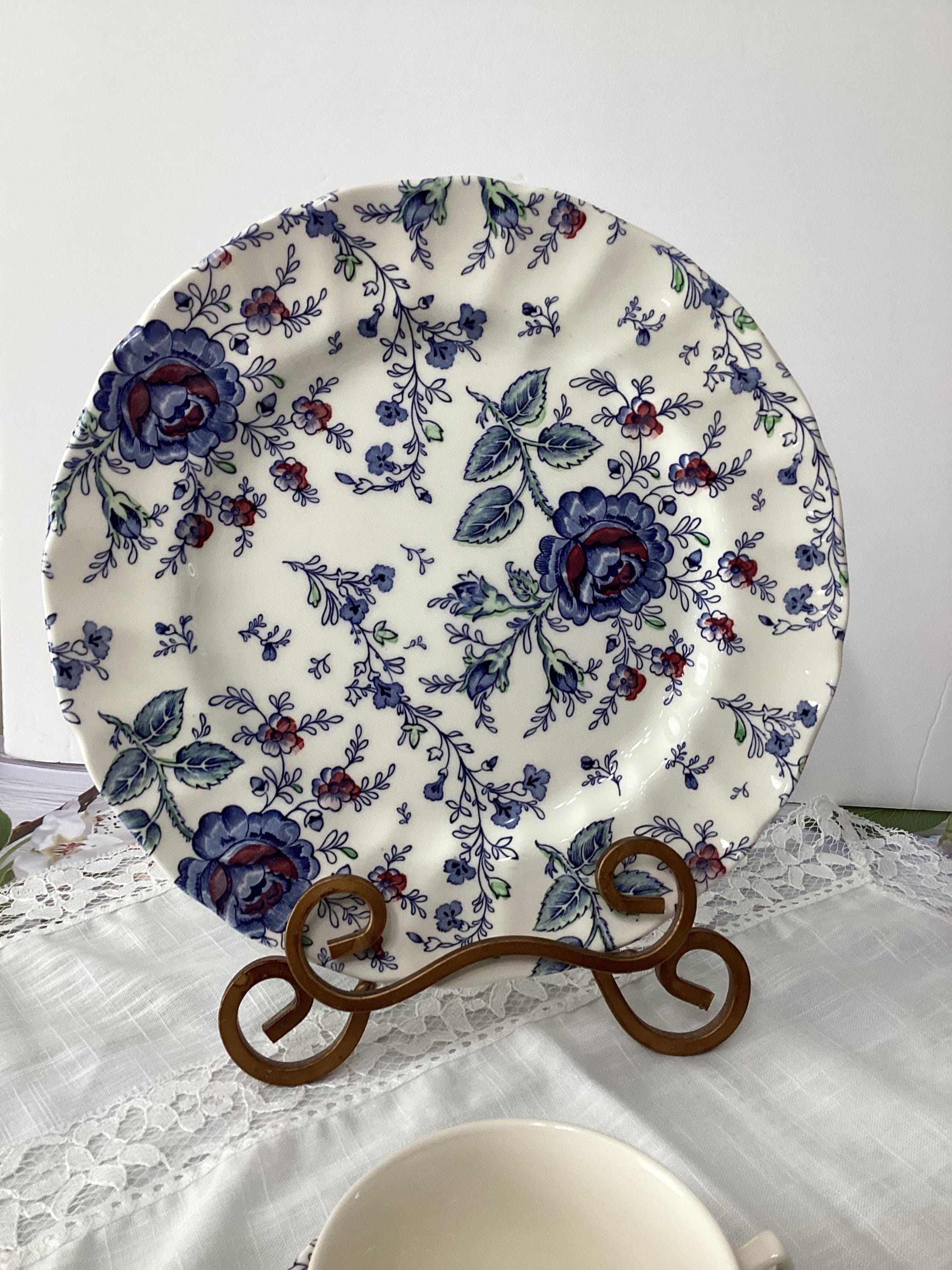 Vintage Johnson Brothers Blue Rose Chintz China Place Setting