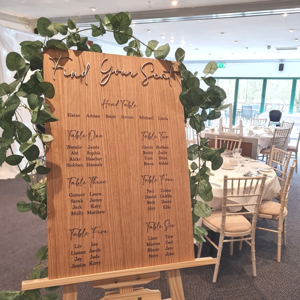 Wedding Guest Seat Sign / Find Your Seat / Wedding Table Sign / Rustic Wedding / Natural Wood