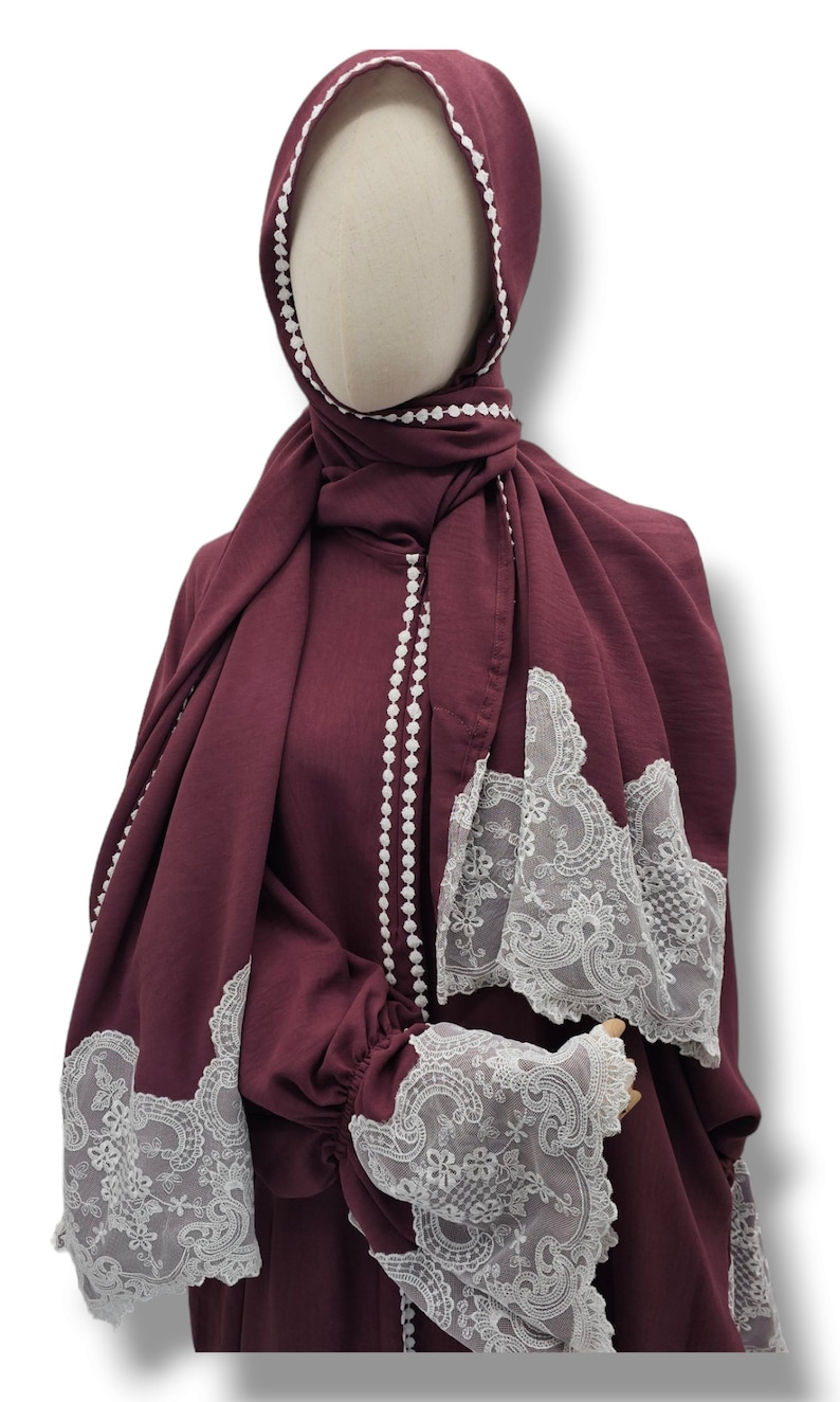 Islamic Women's Prayer Dress With Attached Hijab - Grey