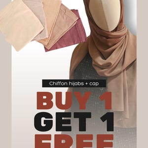 Buy 1 get 1 free Chiffon Hijab and matching cap