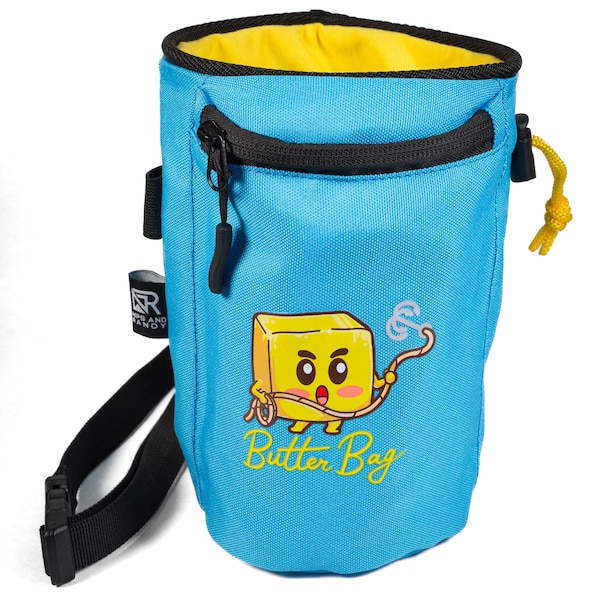 Nips and Randy Chalk Bag Rock Climbing | Bouldering | Butter Bag | Cell Phone Pocket | Adjustable Waist Strap | Cute | Funny | Weightlifting