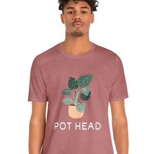 Plant Enthusiast Tee with Monstera - 'Pot Head' Pun Shirt - Comfortable Cotton Top for Gardeners - Quirky Plant-Themed Gift