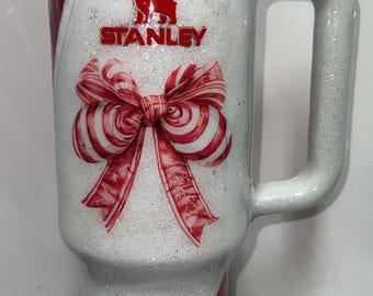 Candy Cane 2.0. Custom Stanley. Your choice of size. Comes with bow and topper.