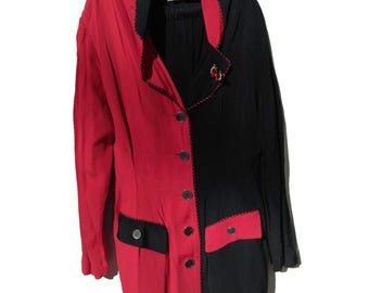 Vintage 90's Womens Paul Harris Black & Red Skirt Business Suit Size 5/6 USA