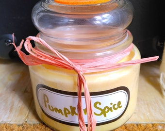 Homemade Pumpkin Spice  Strong Scented  Soy Candle 10 oz. Jar Harvest Fall