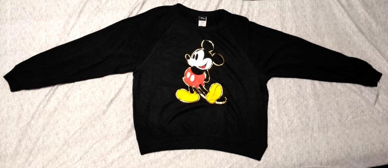 Sudadera ligera y suave con estampado de Mickey Mouse de Disney para mujer/niño (talla negra) imagen 1