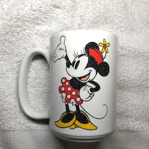 Minnie Mouse Coffee Mug Ceramic Classic Sparkle Glitters Authentic Original image 1