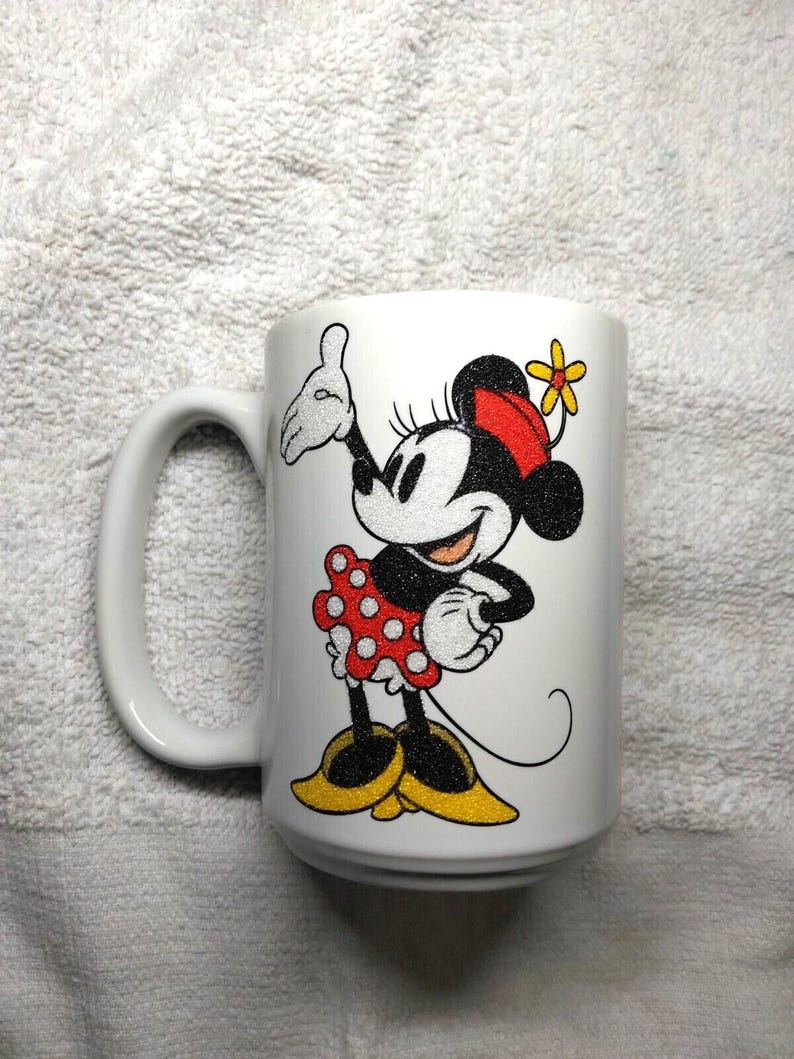 Minnie Mouse Coffee Mug Ceramic Classic Sparkle Glitters Authentic Original image 1