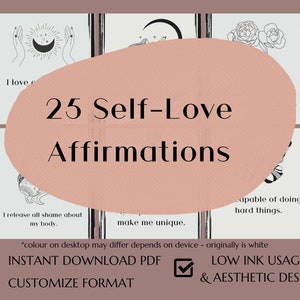 25 carte di AFFERMAZIONE dell'amore per se stessi stampabili Download immediato Meditazione spirituale